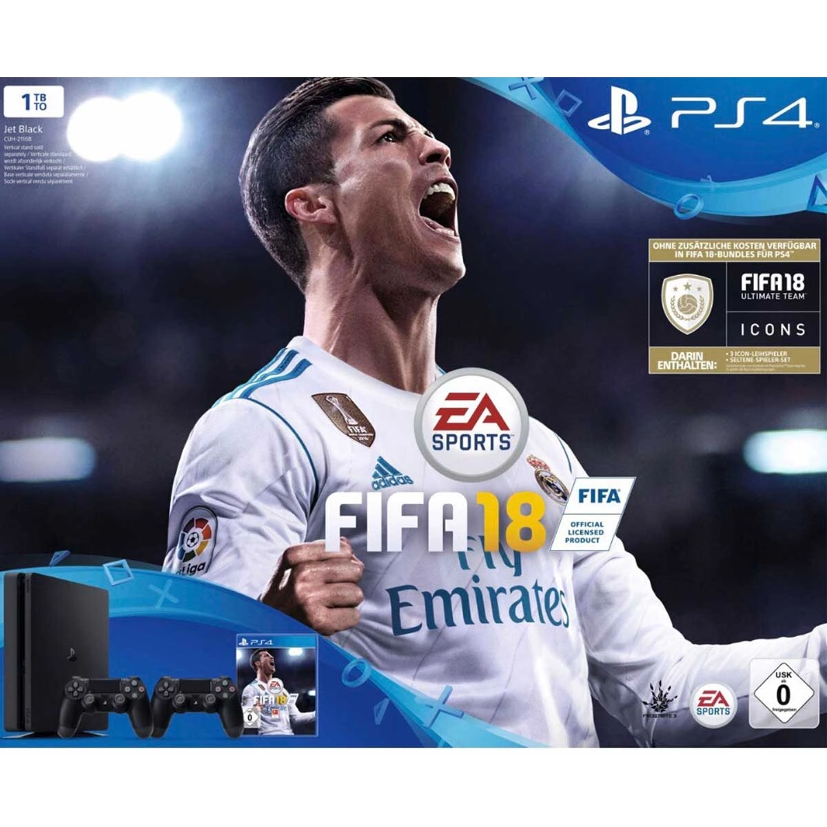 PS4 1 TB FIFA 18 bundle + 2 Controller  for sale in Egypt from Games2Egypt