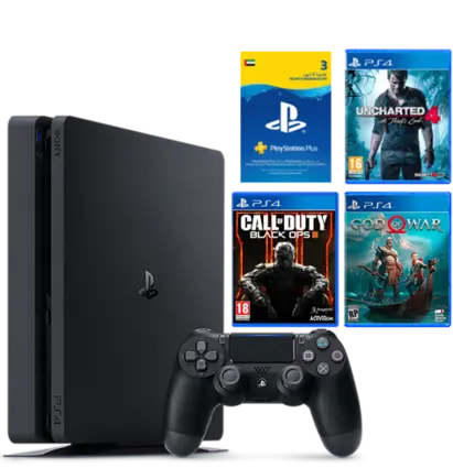 PlayStation 4 500GB SLIM + 3 GAMES & 90 DAYS PSN UAE