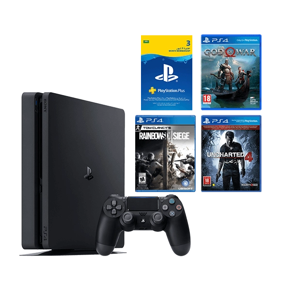 PS4 SLIM 500GB BUNDLE (GOD OF WAR, UNCHARTED 4, RAINBOW SIX SIEGE)  for sale in Egypt from Games2Egypt