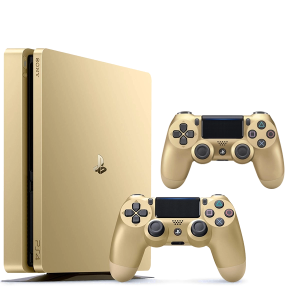 PlayStation 4 500GB Gold + 2 PS4 Controllers  for sale in Egypt from Games2Egypt