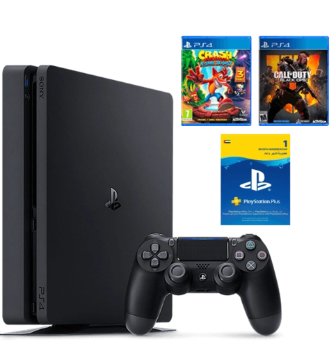 PS4 Slim 1TB Call Of Duty Black Ops 4 Crash Bandicoot 1 Month PS Plus with best price in Egypt