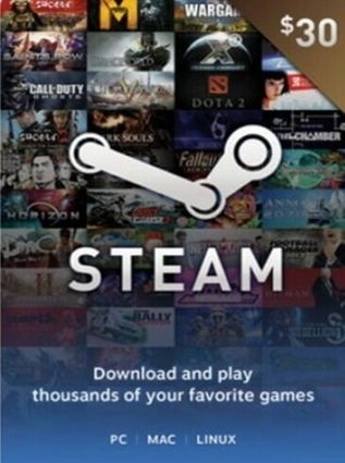 Steam gift card 30$ global Except ( USA - Turkey )