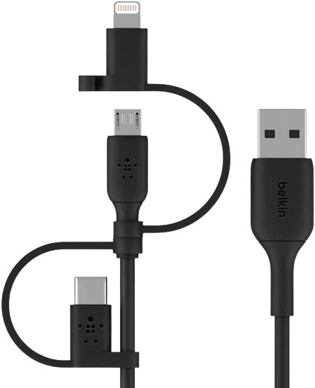 Belkin USB To Lightning / Micro / Type C 3 in 1 Boost Charge Cable ( 1M ) -  Black  for sale in Egypt from Games2Egypt