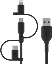 Belkin USB To Lightning / Micro / Type C 3 in 1 Boost Charge Cable ( 1M ) -  Black -  for sale in Egypt from Games2Egypt