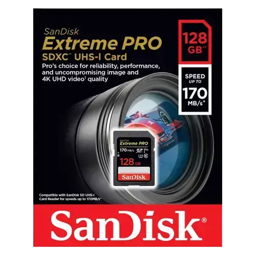 SanDisk Extreme PRO 128GB MicroSD UHS-I 170 MB/s Memory Card with Adapter