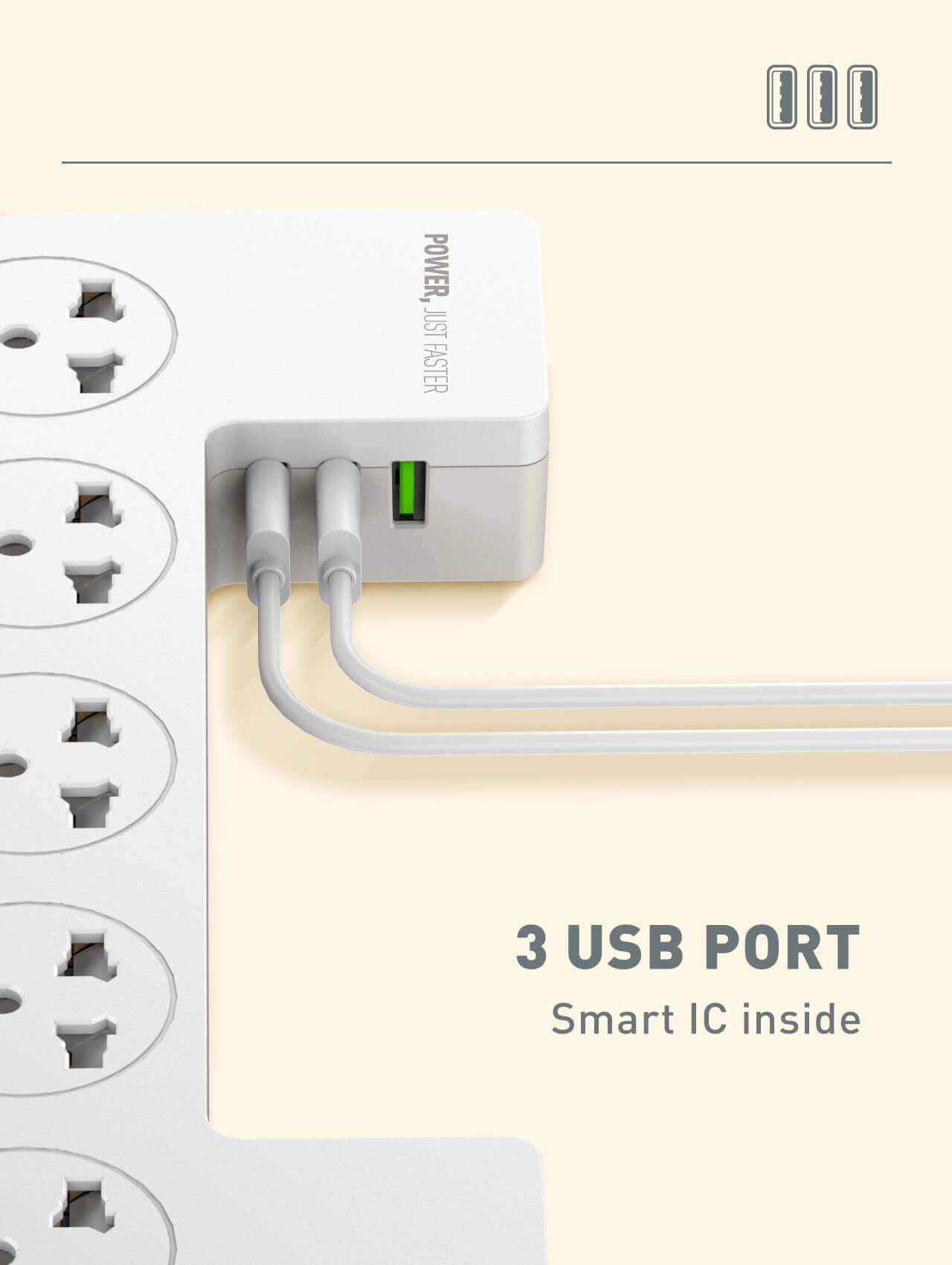 Ldnio SC5309 Power Strip with 3 USB ports with 5 Power Sockets  for sale in Egypt from Games2Egypt