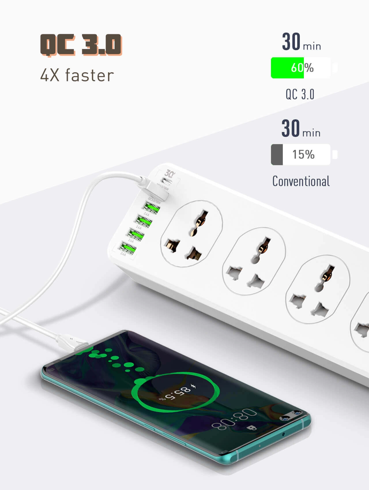 LDNIO Power Strip SC10610 - 10 AC Outlets & 4 USB PORTS  for sale in Egypt from Games2Egypt