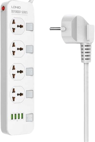 Ldnio SC4408 Power Strip with 4 USB Ports and 4 Power Sockets  for sale in Egypt from Games2Egypt