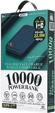 Remax RPP-177 10000 mah LED Power Bank with 22.5W - Black  for sale in Egypt from Games2Egypt