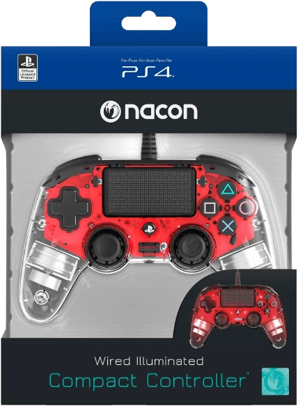 Nacon Wired Illuminated Compact PS4 Controller- Red  for sale in Egypt from Games2Egypt