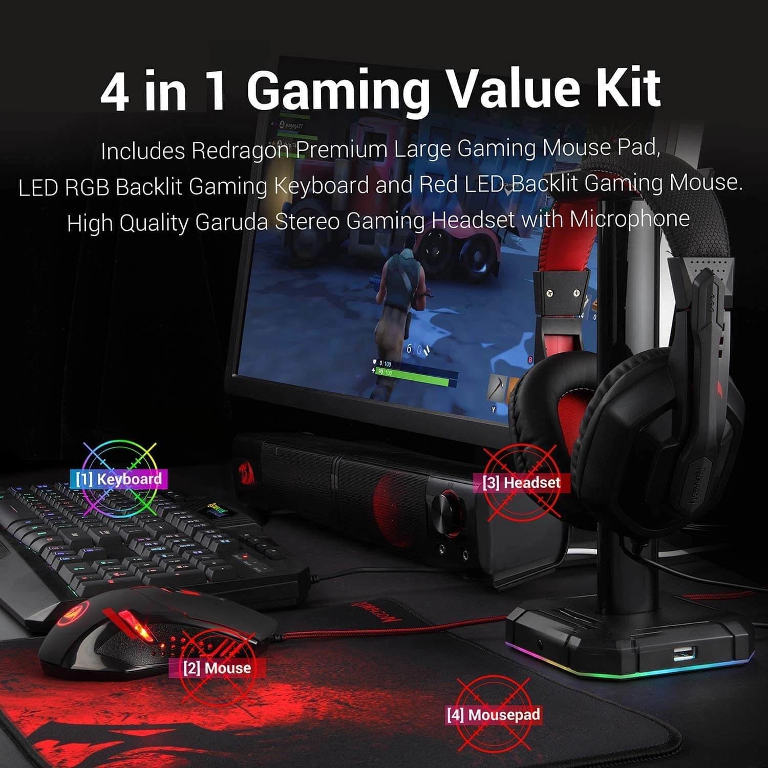 Redragon S101 Ba Gaming 4 In 1 Combo  for sale in Egypt from Games2Egypt