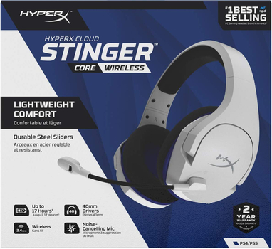 HyperX Cloud Stinger Core Wireless Gaming Headset for PlayStation & PC - White 