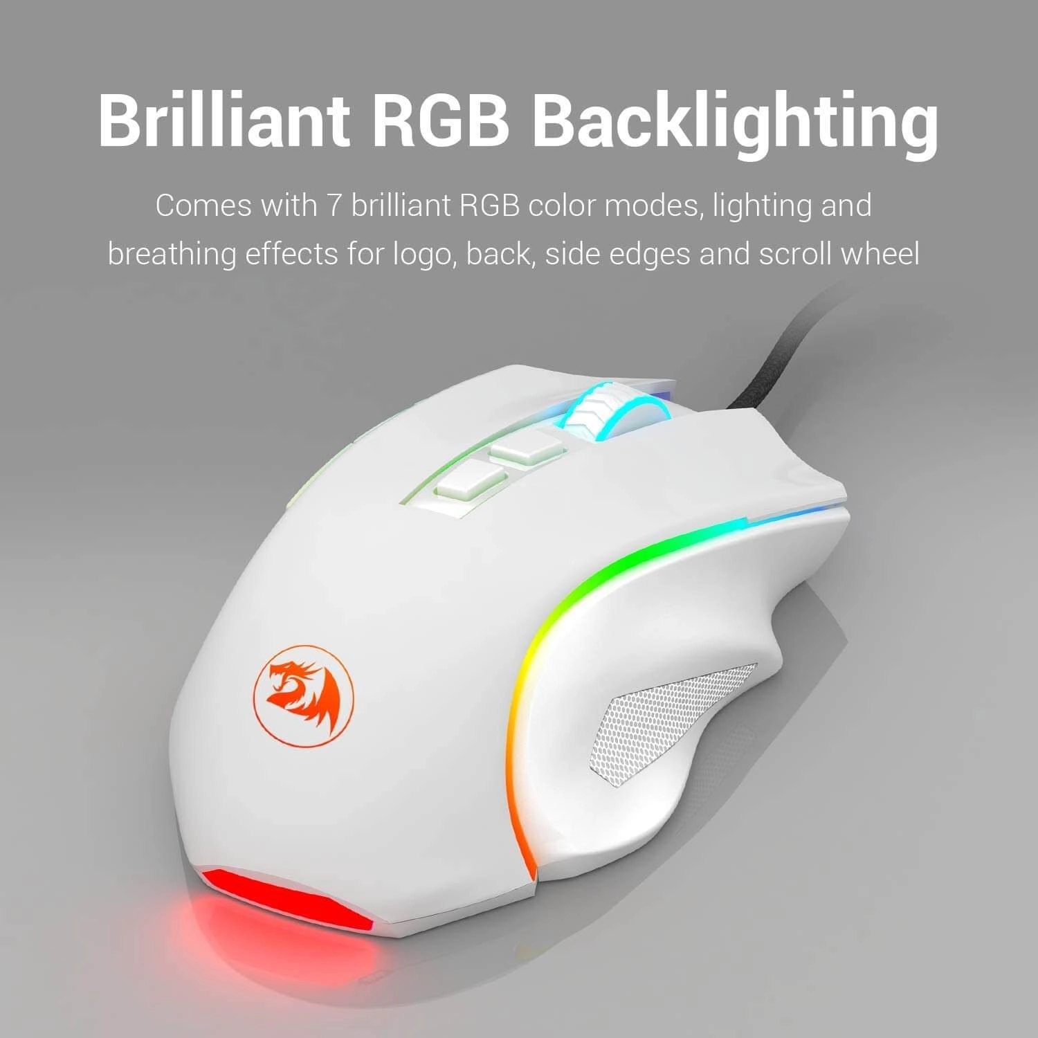 Redragon M607 Griffin RGB Backlit Gaming PC Mouse - White  for sale in Egypt from Games2Egypt