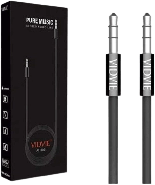 Vidvie AL1105 Pure Music Stereo Audio Line 3.5mm AUX Cable (1.5m) - Black  for sale in Egypt from Games2Egypt