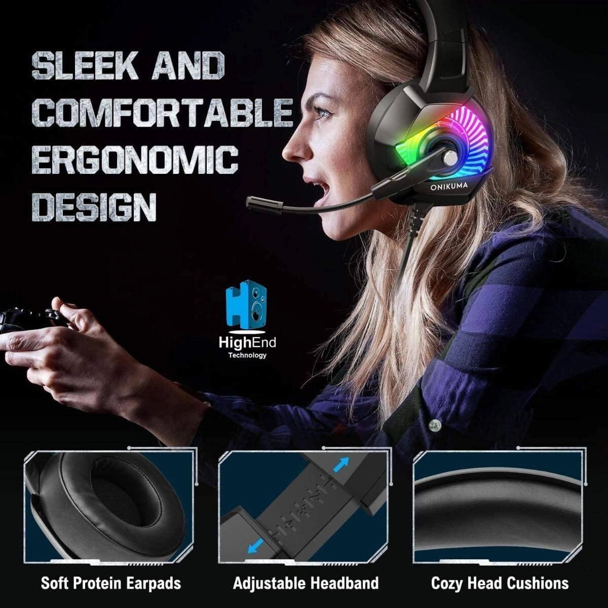 ONIKUMA K6 Wired Gaming Headphone - RGB  for sale in Egypt from Games2Egypt