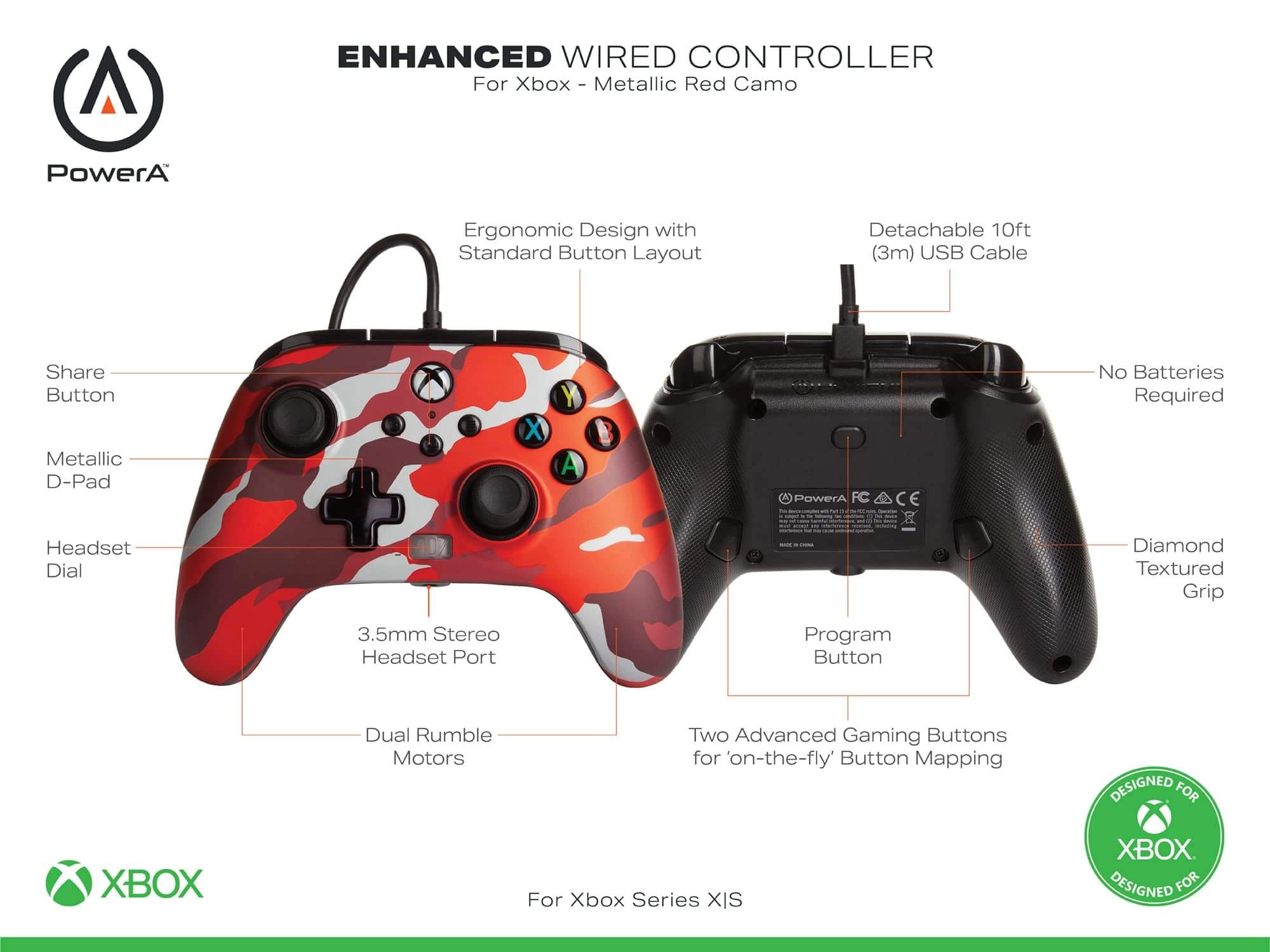 PowerA Enhanced Wired Controller for Xbox - Camo Red  for sale in Egypt from Games2Egypt