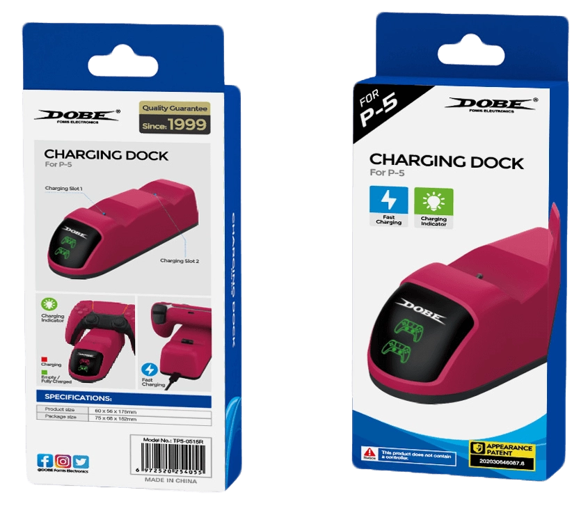 DOBE Stardust Red Handle Dual Charger Base for PS5 - Cosmic Red  for sale in Egypt from Games2Egypt