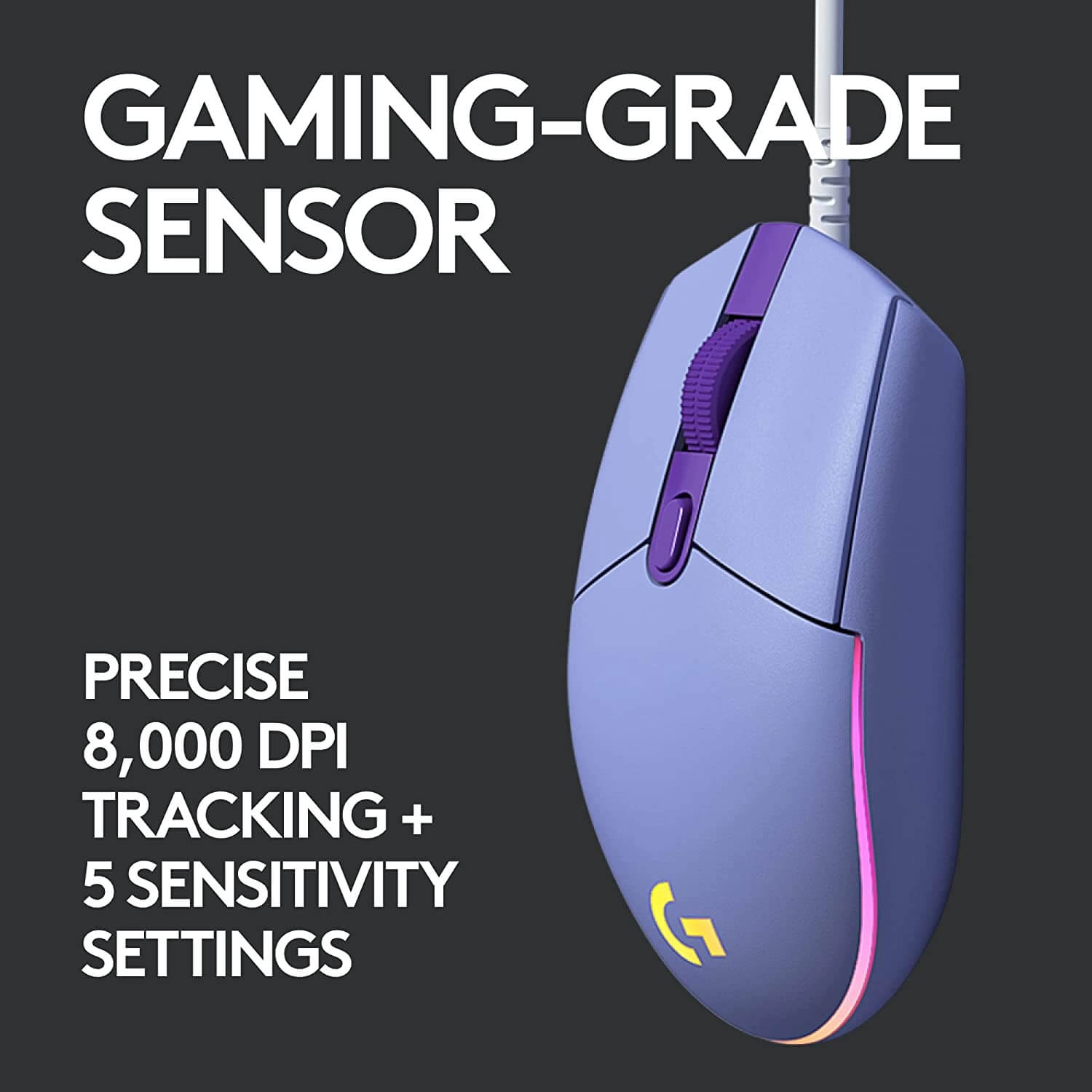 Logitech G203 Wired Gaming Mouse - Purple (Lilac)  for sale in Egypt from Games2Egypt