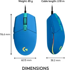 Logitech G203 Wired Gaming Mouse - Blue