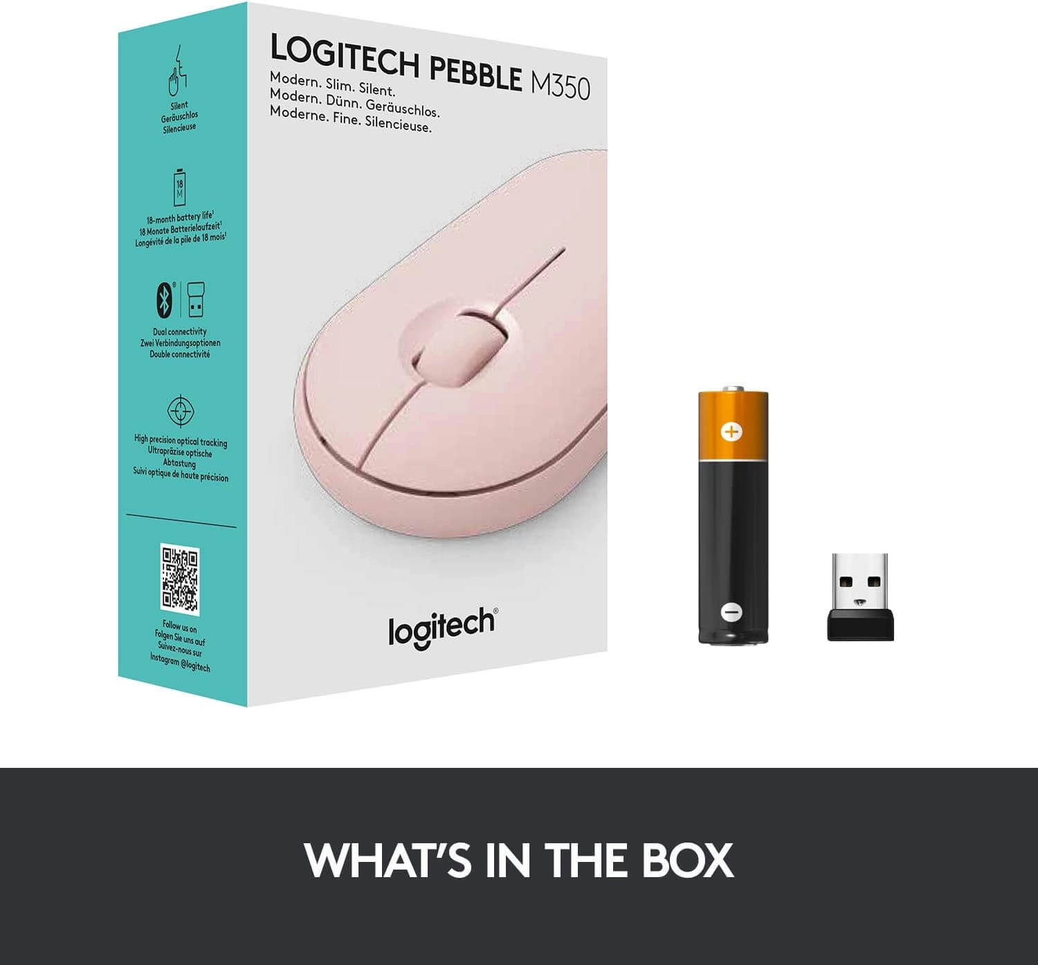 Logitech Pebble M350 Wireless and Bluetooth Gaming Mouse - Rose   for sale in Egypt from Games2Egypt