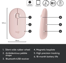 Logitech Pebble M350 Wireless and Bluetooth Gaming Mouse - Rose   for sale in Egypt from Games2Egypt