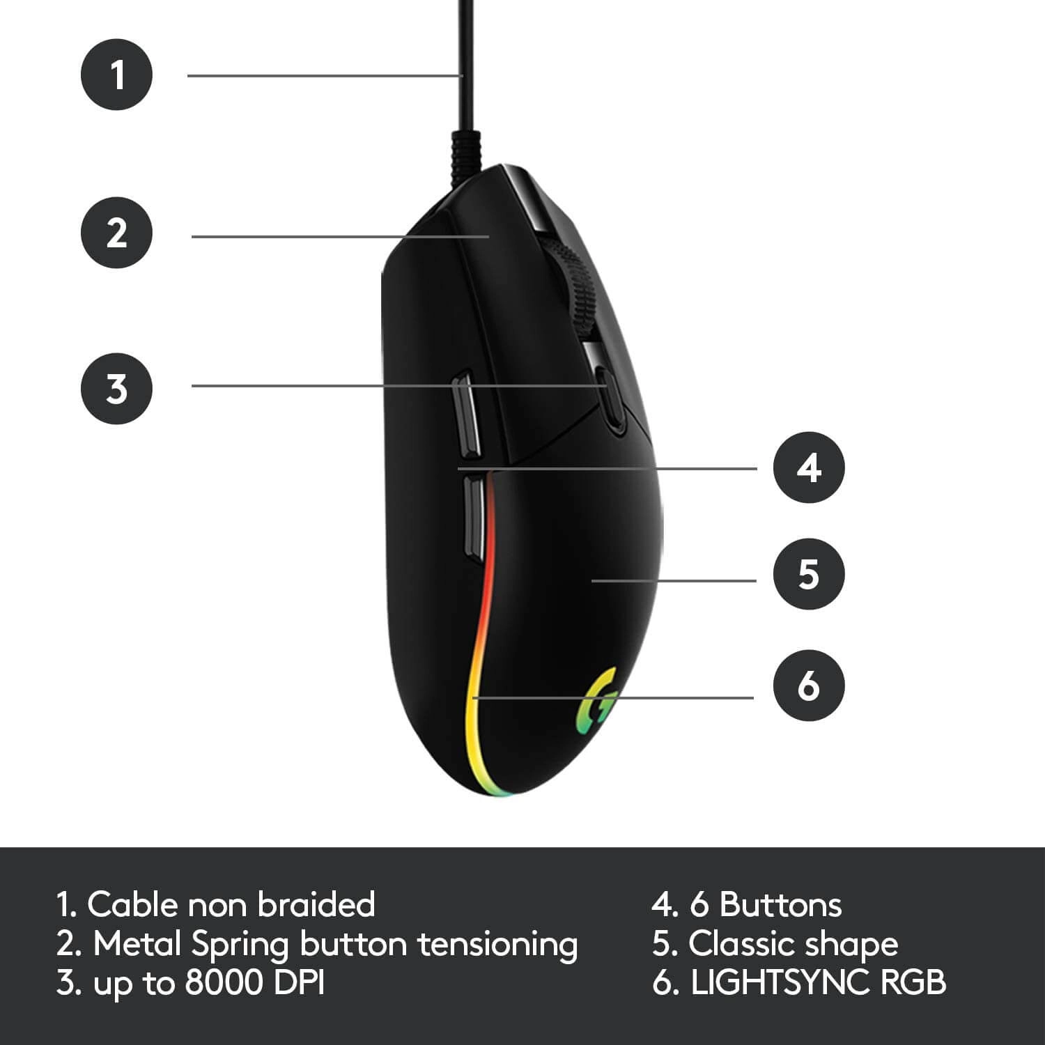 Logitech G102 Wired Gaming Mouse - Black  for sale in Egypt from Games2Egypt