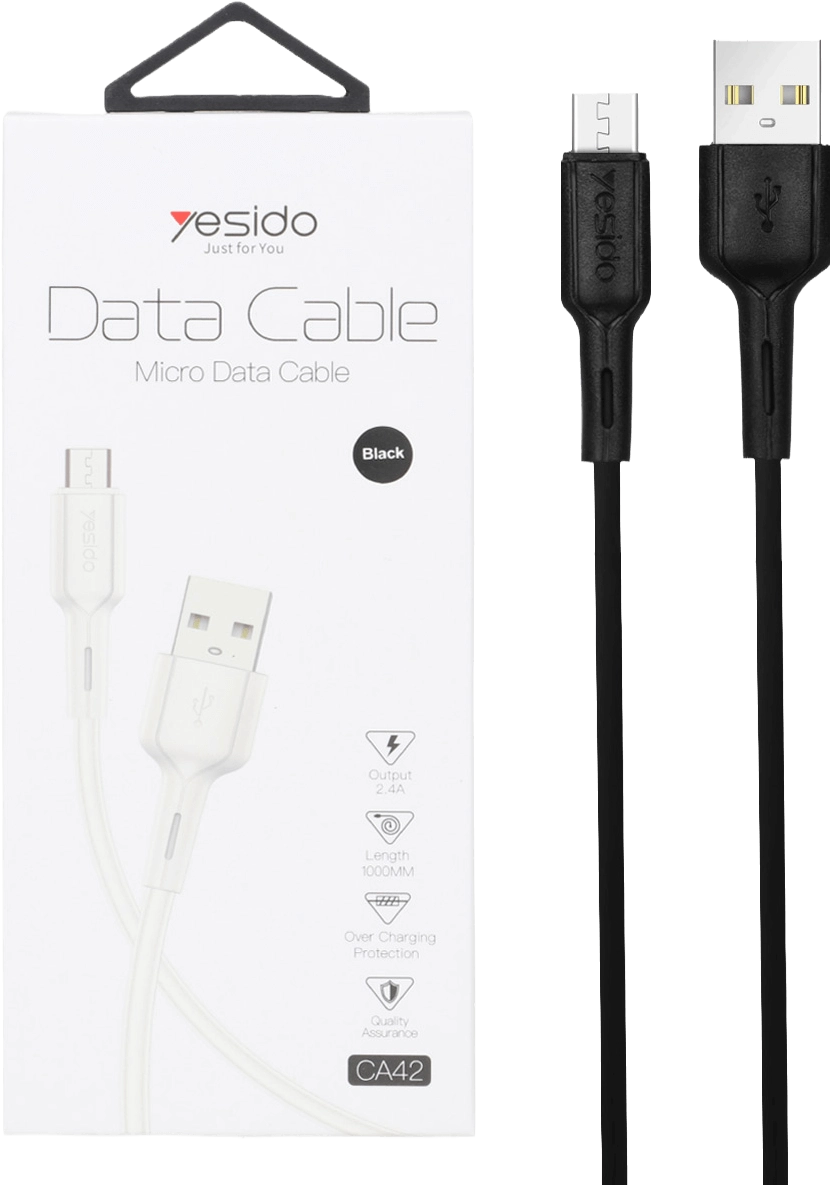 Yesido CA42 USB - Micro Data Cable - Black - 1m  for sale in Egypt from Games2Egypt