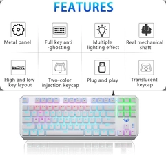 AULA F3087 Mechanical Gaming Keyboard with Red Switches - White  for sale in Egypt from Games2Egypt