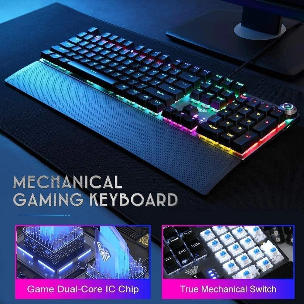 AULA F2088 Mechanical Gaming Keyboard with Blue Switch - Black  for sale in Egypt from Games2Egypt