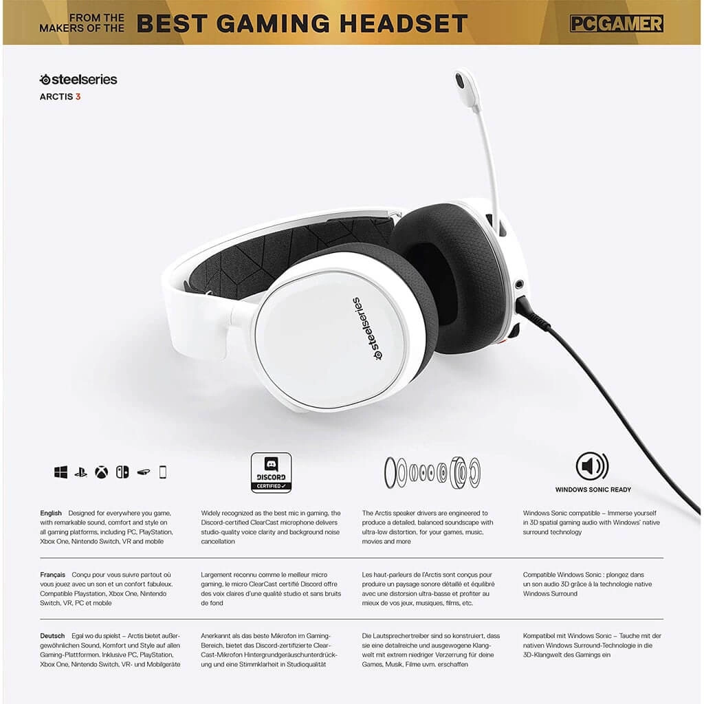 SteelSeries Arctis 3 Gaming Headset - White  for sale in Egypt from Games2Egypt