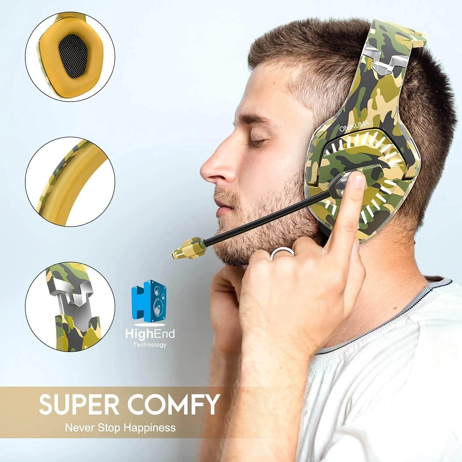 Onikuma K1B Pro Gaming Headset - Yellow Camouflage  for sale in Egypt from Games2Egypt