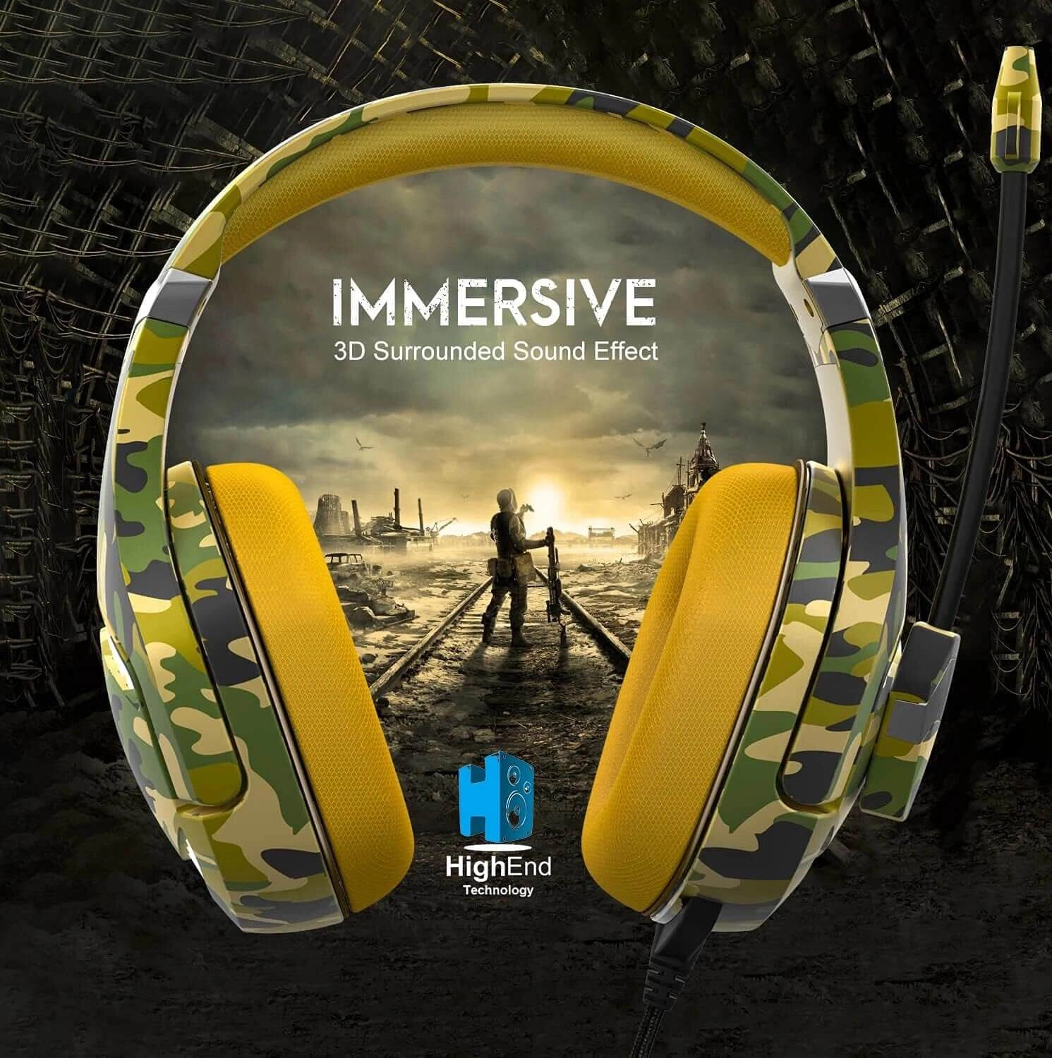 Onikuma K1B Pro Gaming Headset - Yellow Camouflage  for sale in Egypt from Games2Egypt