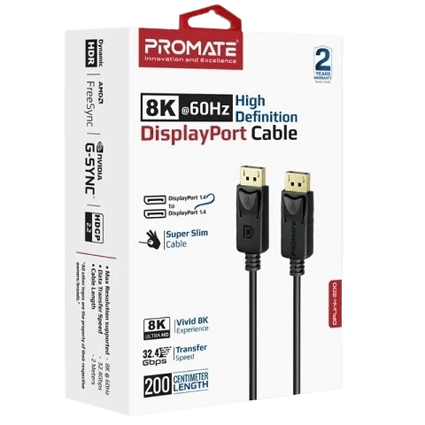 Promate DisplayPort Cable, Premium Ultra HD 8K - 2m   for sale in Egypt from Games2Egypt