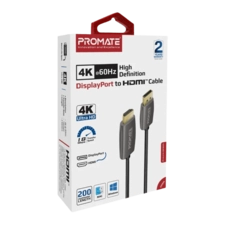 Promate  DisplayPort to HDTV Monitor Cable, UHD 4K 2m -  for sale in Egypt from Games2Egypt