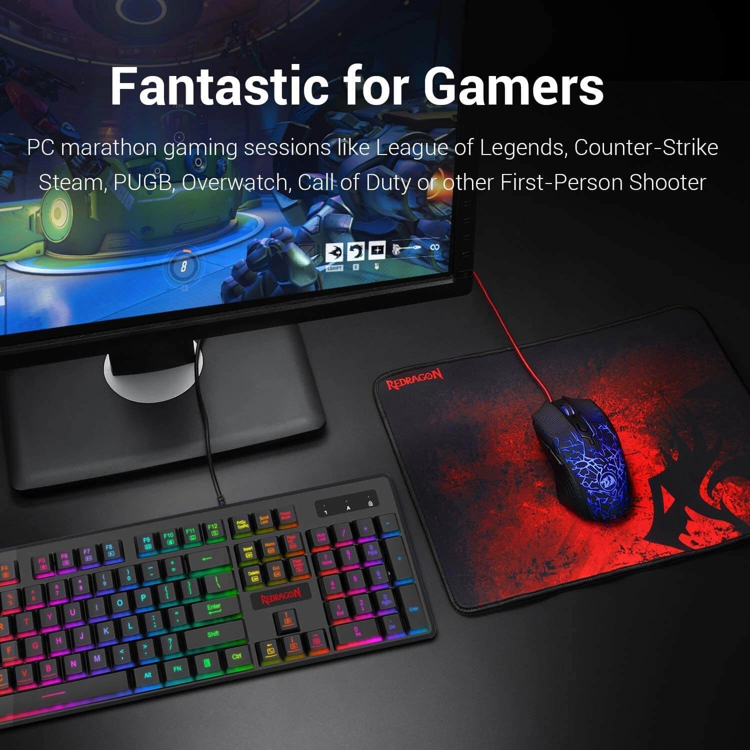 Redragon S107 Combo: Gaming Keyboard and Mouse with Mousepad   for sale in Egypt from Games2Egypt