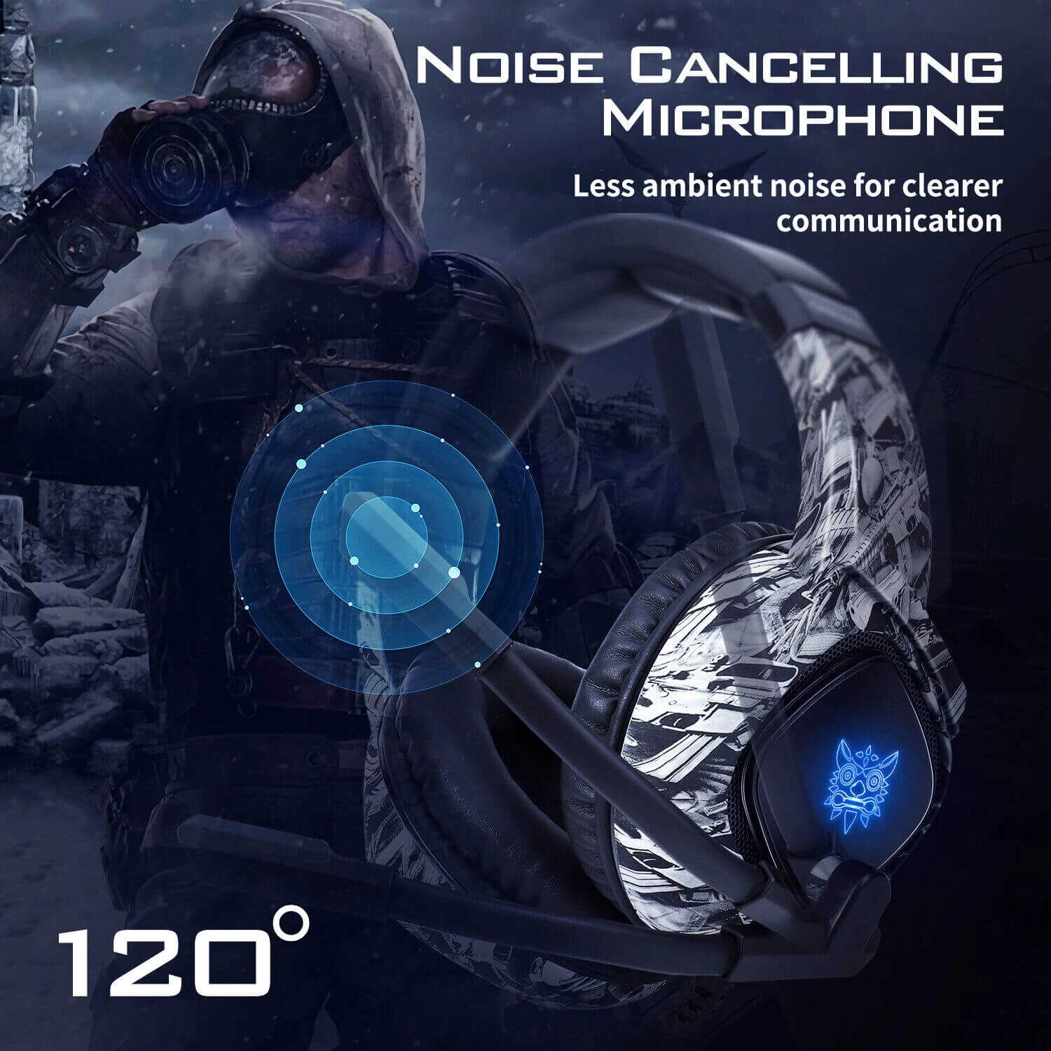 Onikuma K19 RGB Wired Gaming Headset - Grey Camouflage  for sale in Egypt from Games2Egypt