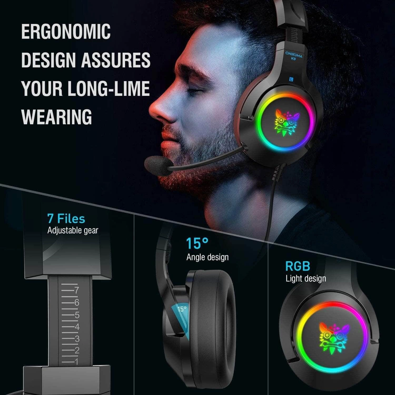 Onikuma K9 Wired RGB Gaming Headset - Black  for sale in Egypt from Games2Egypt