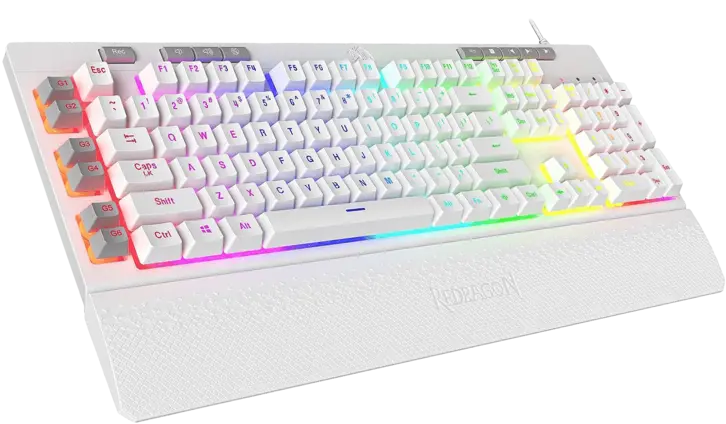 Redragon K512 SHIVA RGB Gaming Keyboard with Red Switches - White