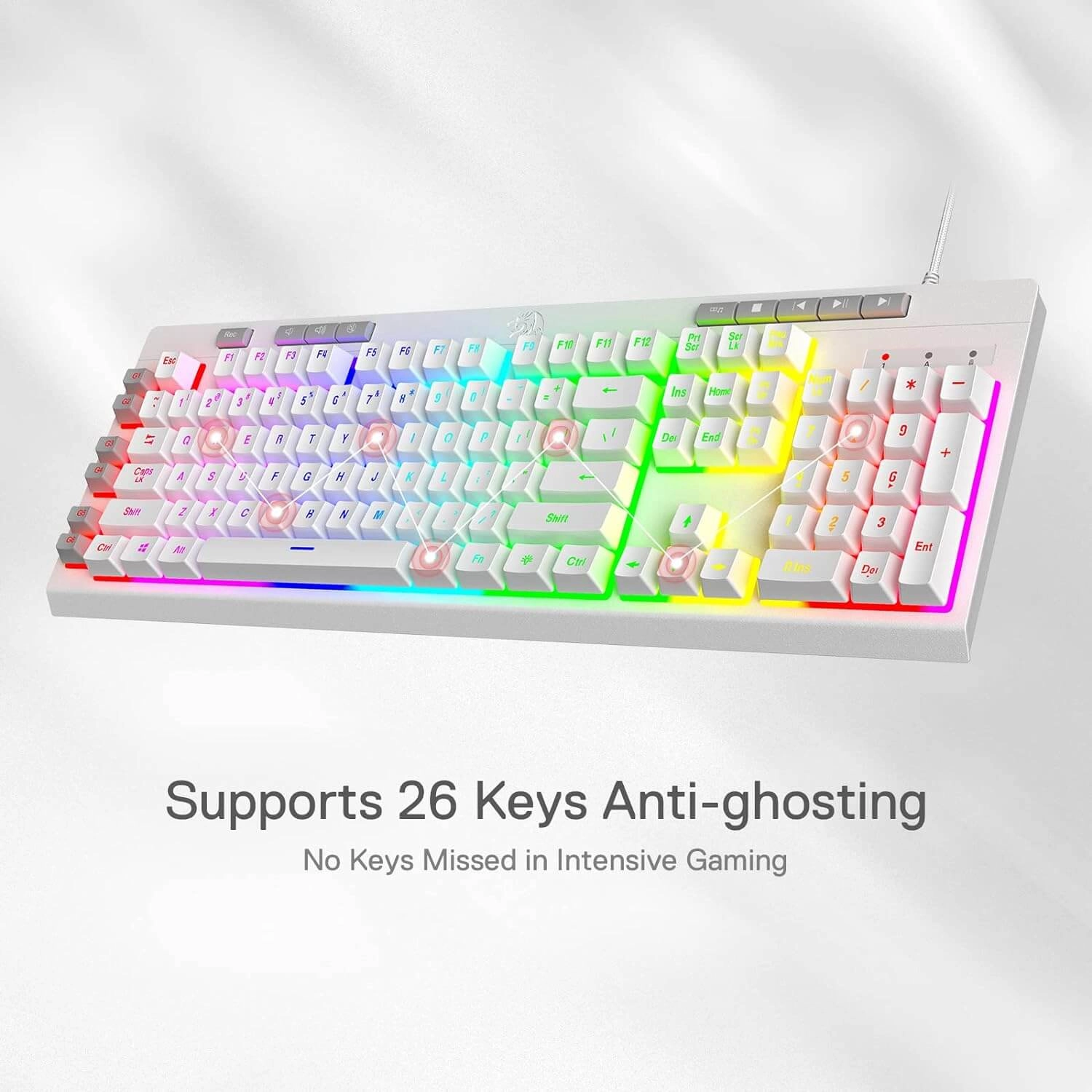 Redragon K512 SHIVA RGB Gaming Keyboard with Red Switches - White  for sale in Egypt from Games2Egypt