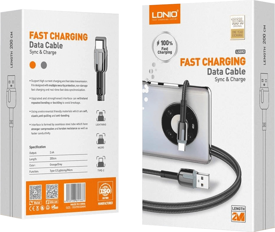 LDNIO LS592 USB-Type C Charging Cable - 2m  for sale in Egypt from Games2Egypt