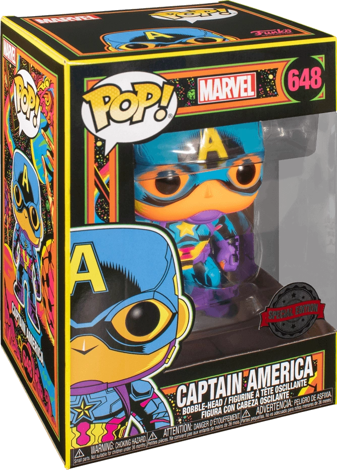 Funko Pop! Marvel: Black Light Captain America (Exc)  for sale in Egypt from Games2Egypt