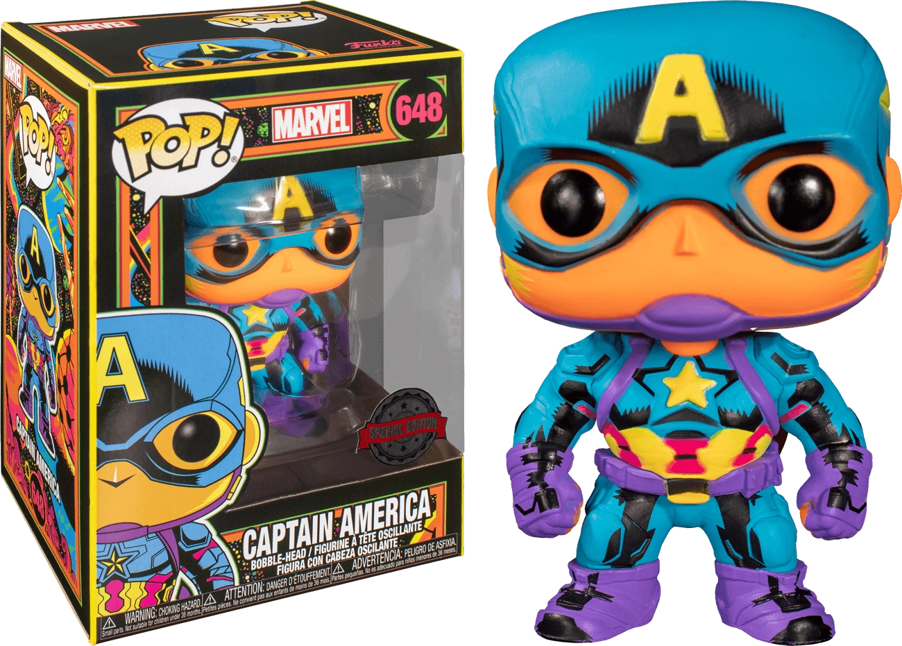 Funko Pop! Marvel: Black Light Captain America (Exc)  for sale in Egypt from Games2Egypt