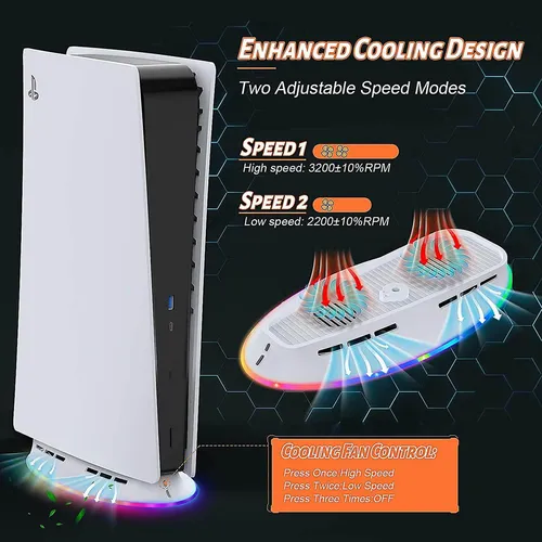 Cooling RGB Fan Stand for PS5 Console (Disc & Digital) - White  for sale in Egypt from Games2Egypt