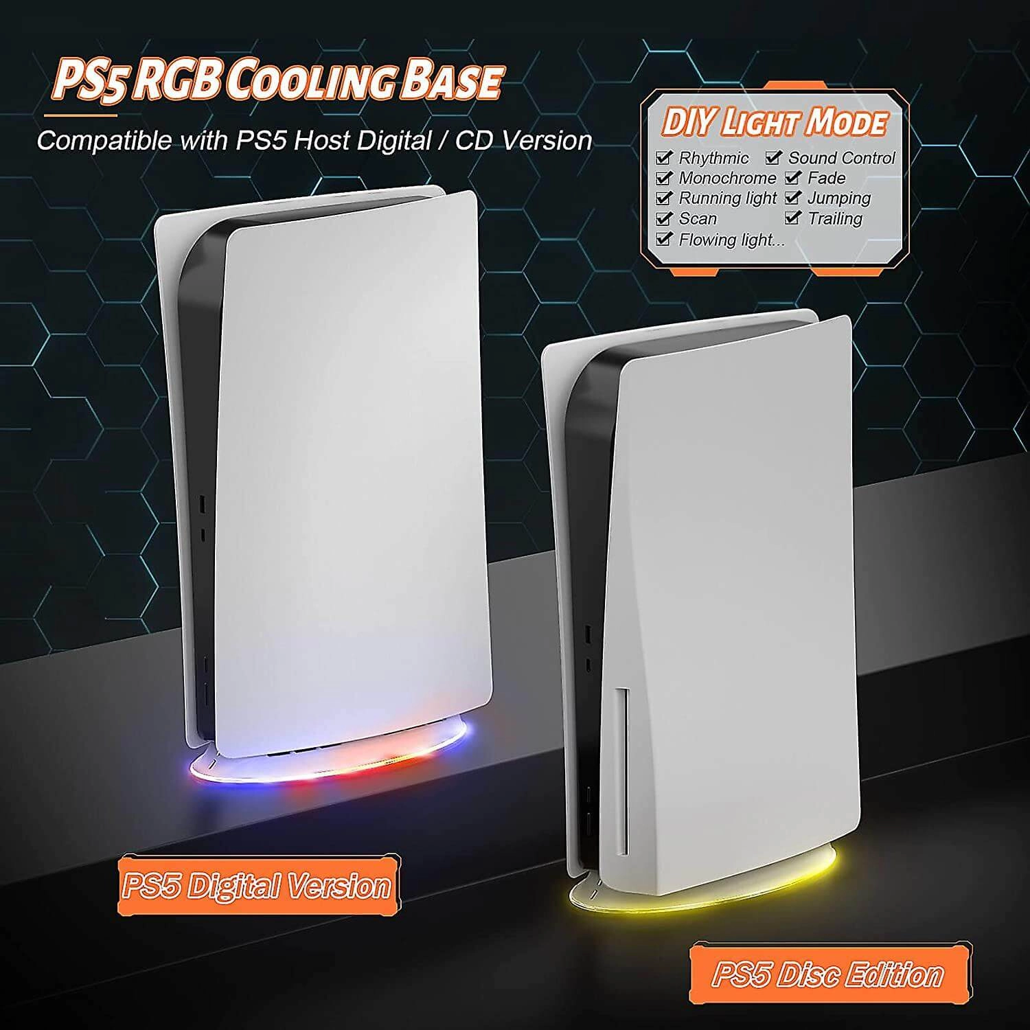 Cooling RGB Fan Stand for PS5 Console (Disc & Digital) - White  for sale in Egypt from Games2Egypt