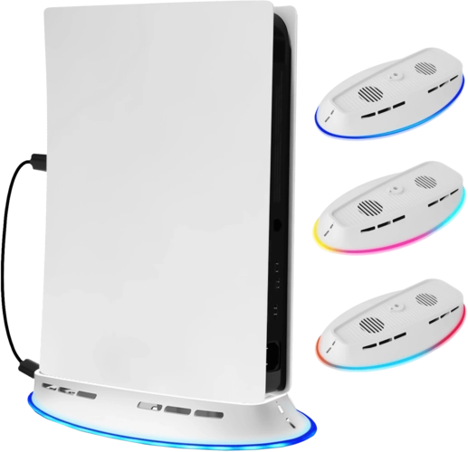 Cooling RGB Fan Stand for PS5 Console (Disc & Digital) - White  for sale in Egypt from Games2Egypt