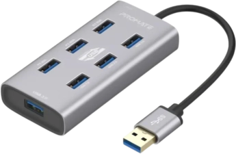 Promate USB Hub EzHub-7 with Type C Adapter - 7 USB Ports -  for sale in Egypt from Games2Egypt