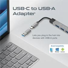 Promate LiteHub-4 USB Hub with USB Converter - 4 Ports - Silver  for sale in Egypt from Games2Egypt