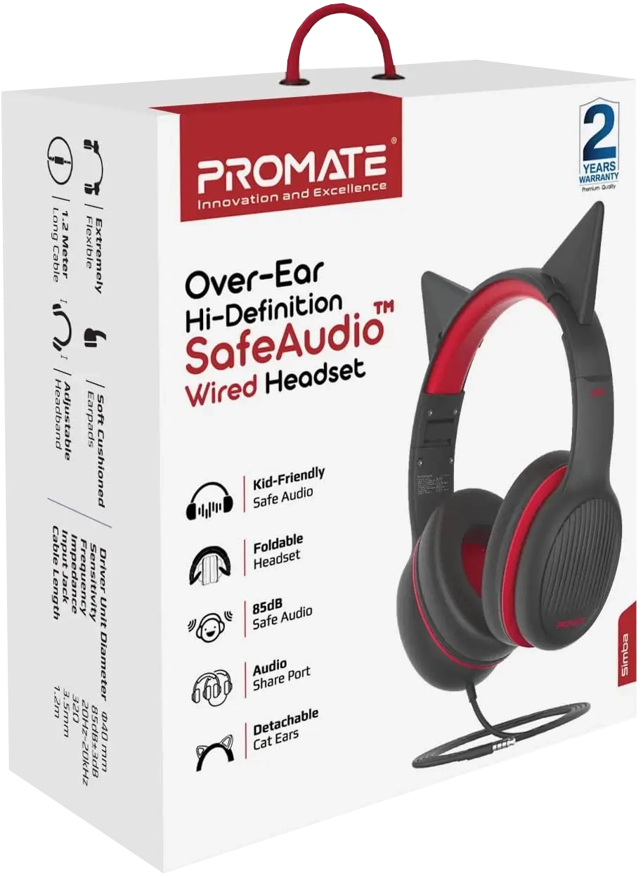 Promate Kids Wired Simba Headset - Black  for sale in Egypt from Games2Egypt