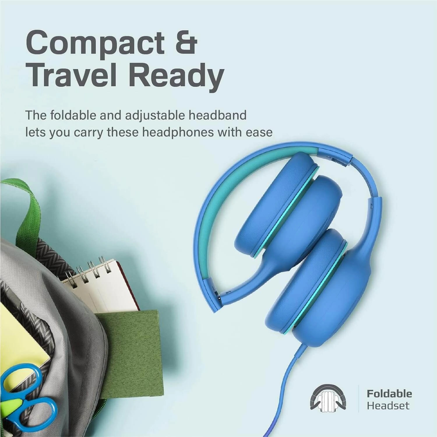 Promate Kids Wired Simba Headset - Aqua Blue  for sale in Egypt from Games2Egypt