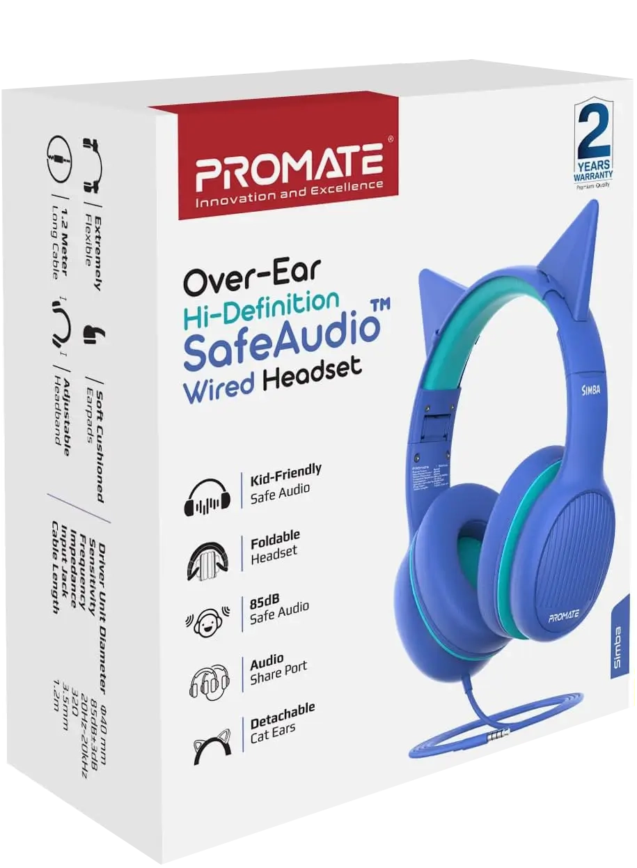 Promate Kids Wired Simba Headset - Aqua Blue  for sale in Egypt from Games2Egypt